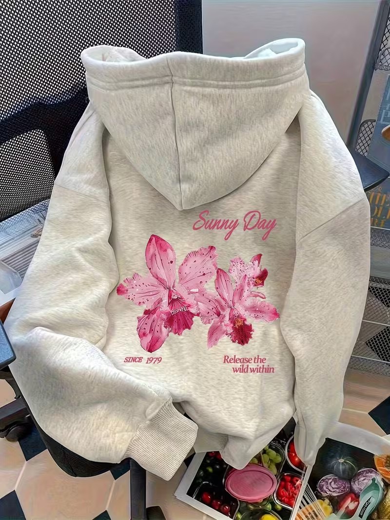 Plant Parent Hoodie - Повседневные ретро-худи с цветочным принтом, осенне-зимние